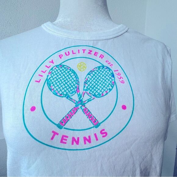 Lilly Pulitzer Rally Luxletic White Tee Short Sleeve Shirt SZ XXS NWOT - Picture 4 of 12